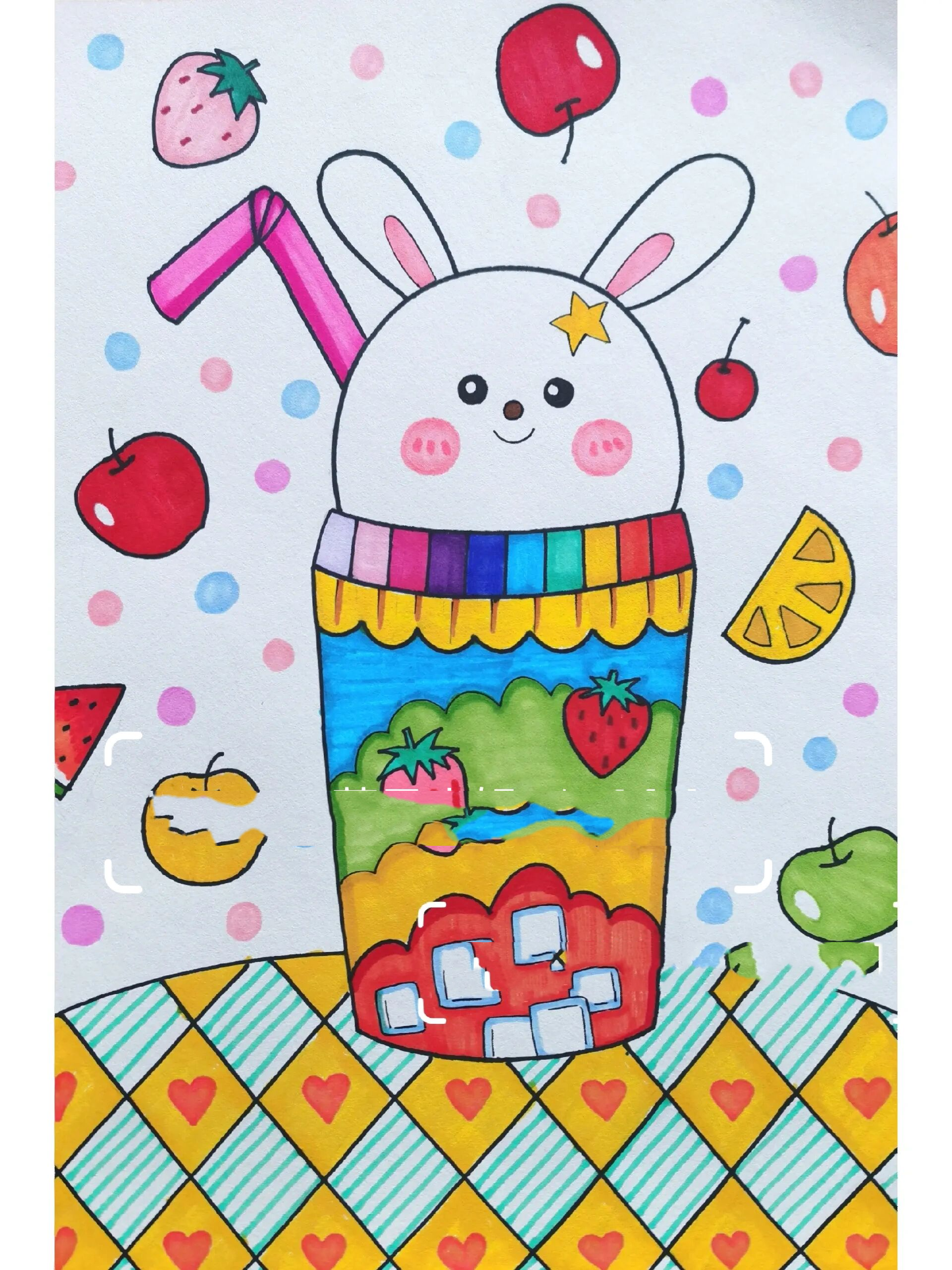 超简单可爱饮料杯儿童画