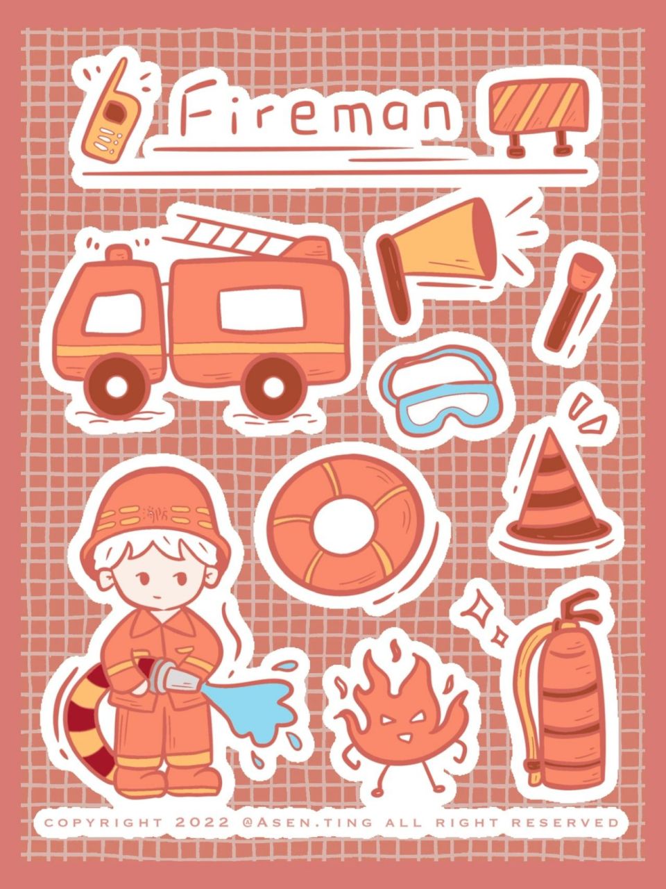 简笔画‖职业·消防员 "一生救火,心中有火"