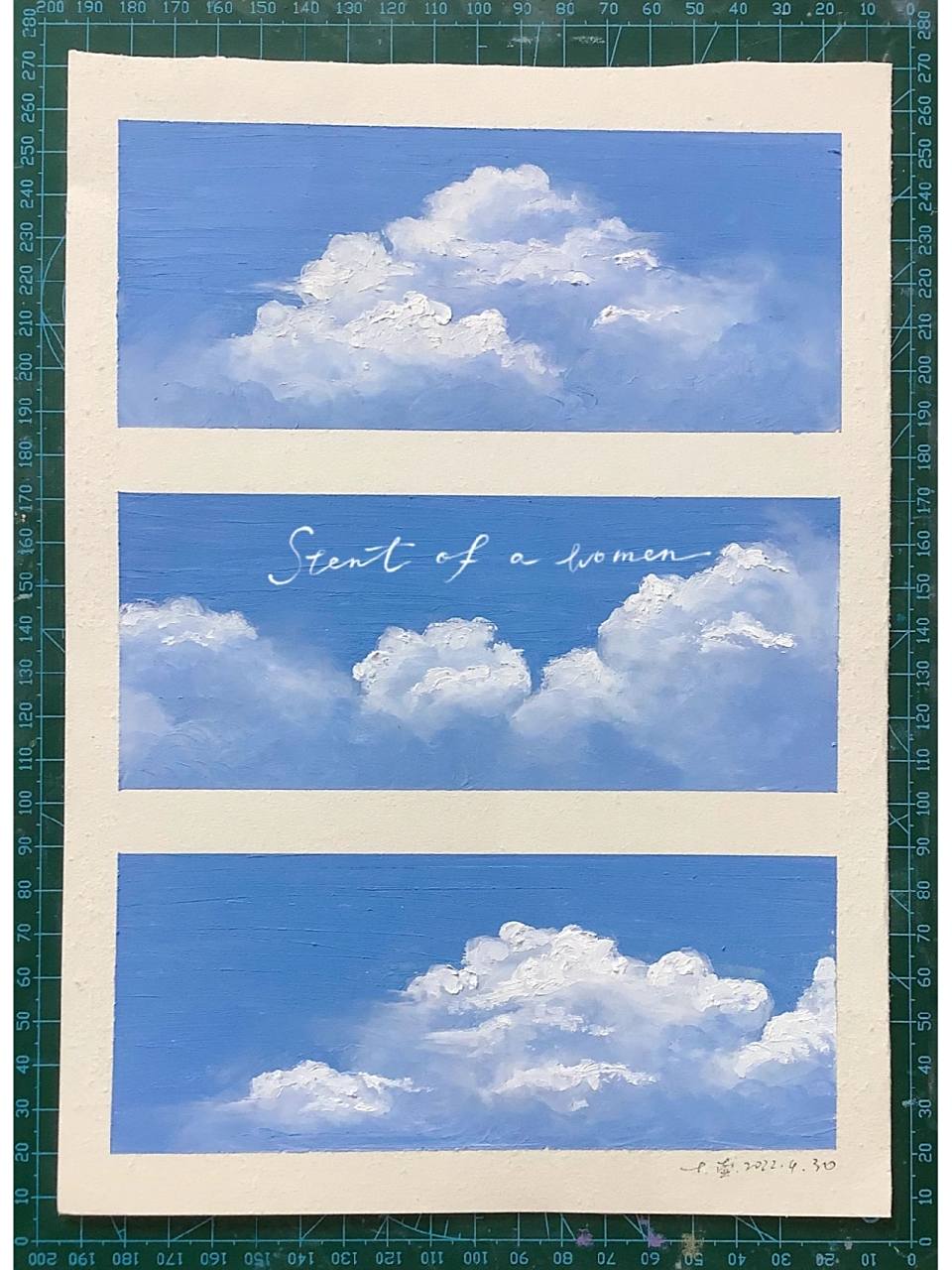 一看就会的油画棒云朵新手教程 画这幅的三个天空只用了半个小时 油画