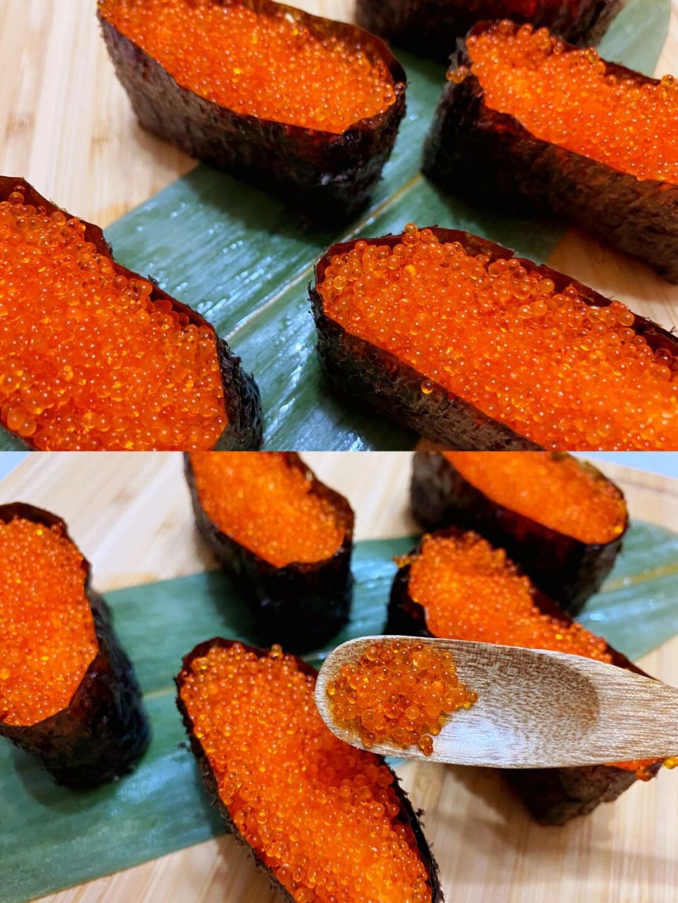 红蟹籽军舰寿司97满口蟹籽02好吃又带劲 97红蟹籽寿司,鲜艳的橘