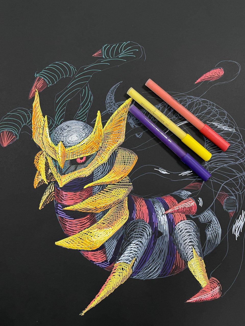 来交作业啦|宝可梦手绘|骑拉帝纳起源形态 答应粉丝的❤️ 	 骑