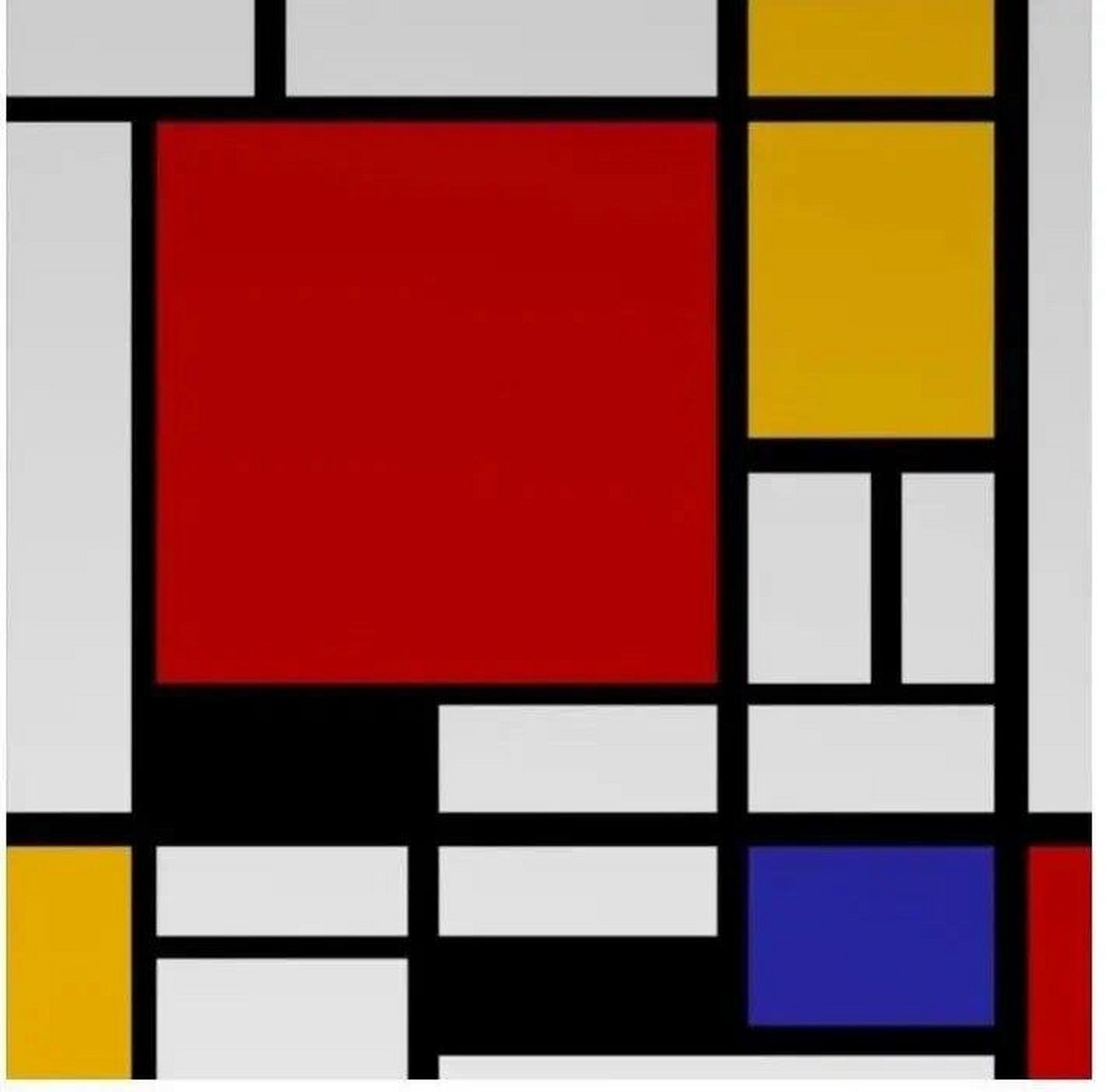 名画/蒙德里安/几何线条 不觉得乏味, 因为色块有韵律,"几何线条"有美