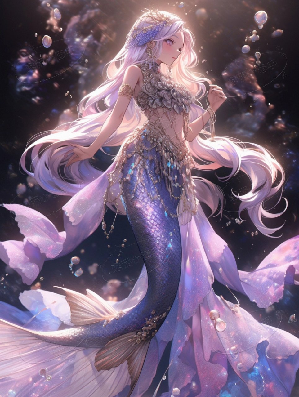 紫色系|美人鱼公主 5图头像壁纸 有点小众的人鱼颜色 希望你能喜欢