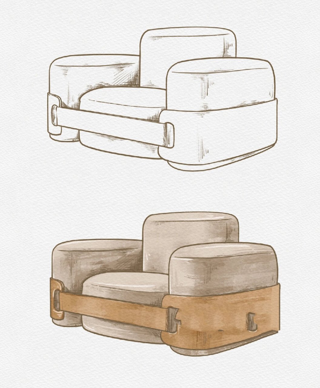 【汉堡92沙发家具单体 手绘线稿】 工具:procreate 设计:joao