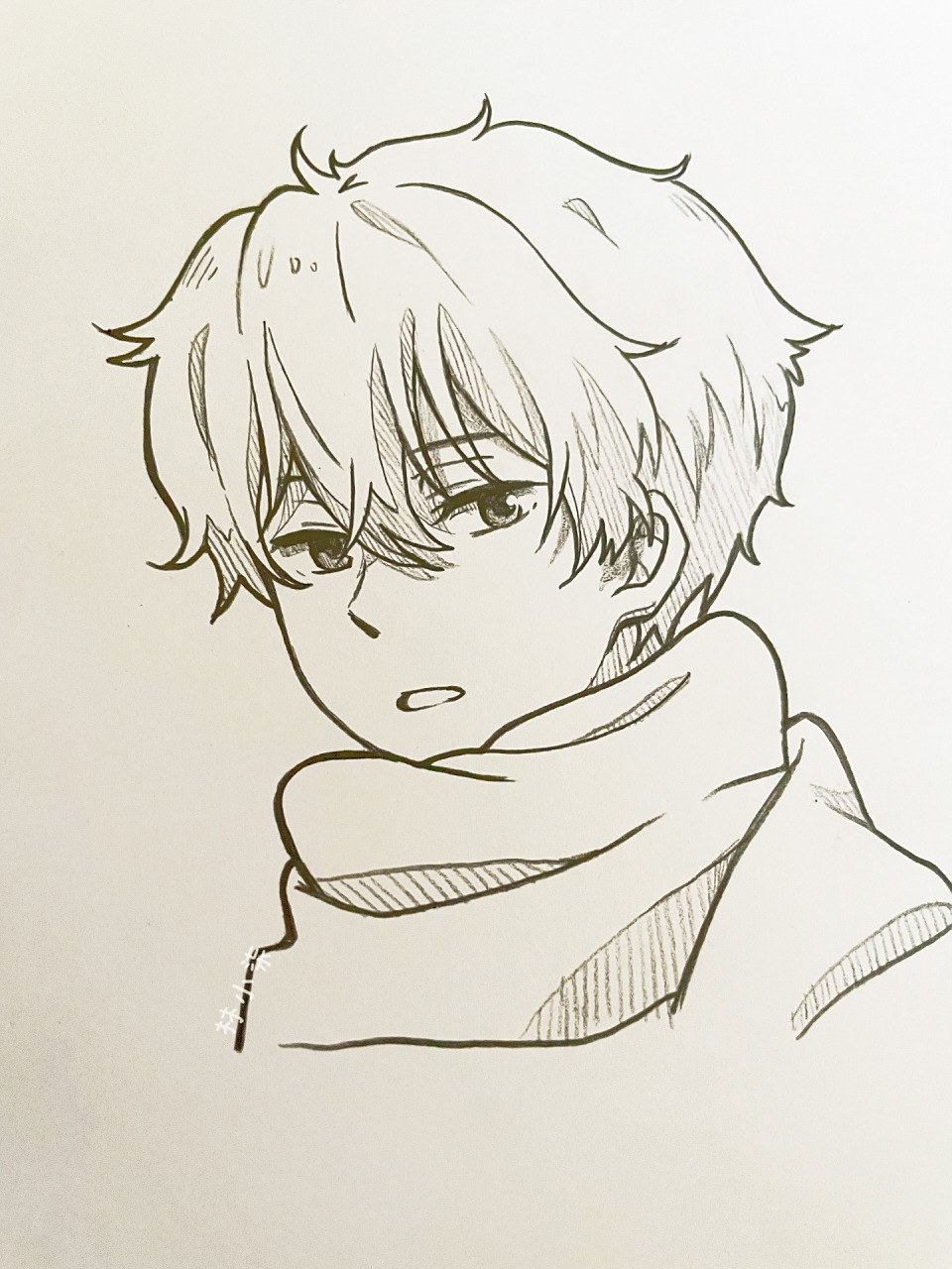 动漫头像铅笔画过程.95 折木奉太郎.78