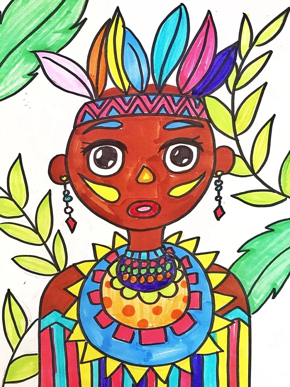 印第安儿童画 #印度##印度安儿童画##印第安人##儿童画