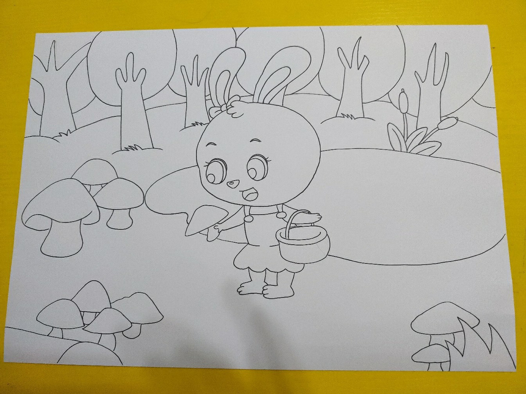 小兔采蘑菇简笔画图片