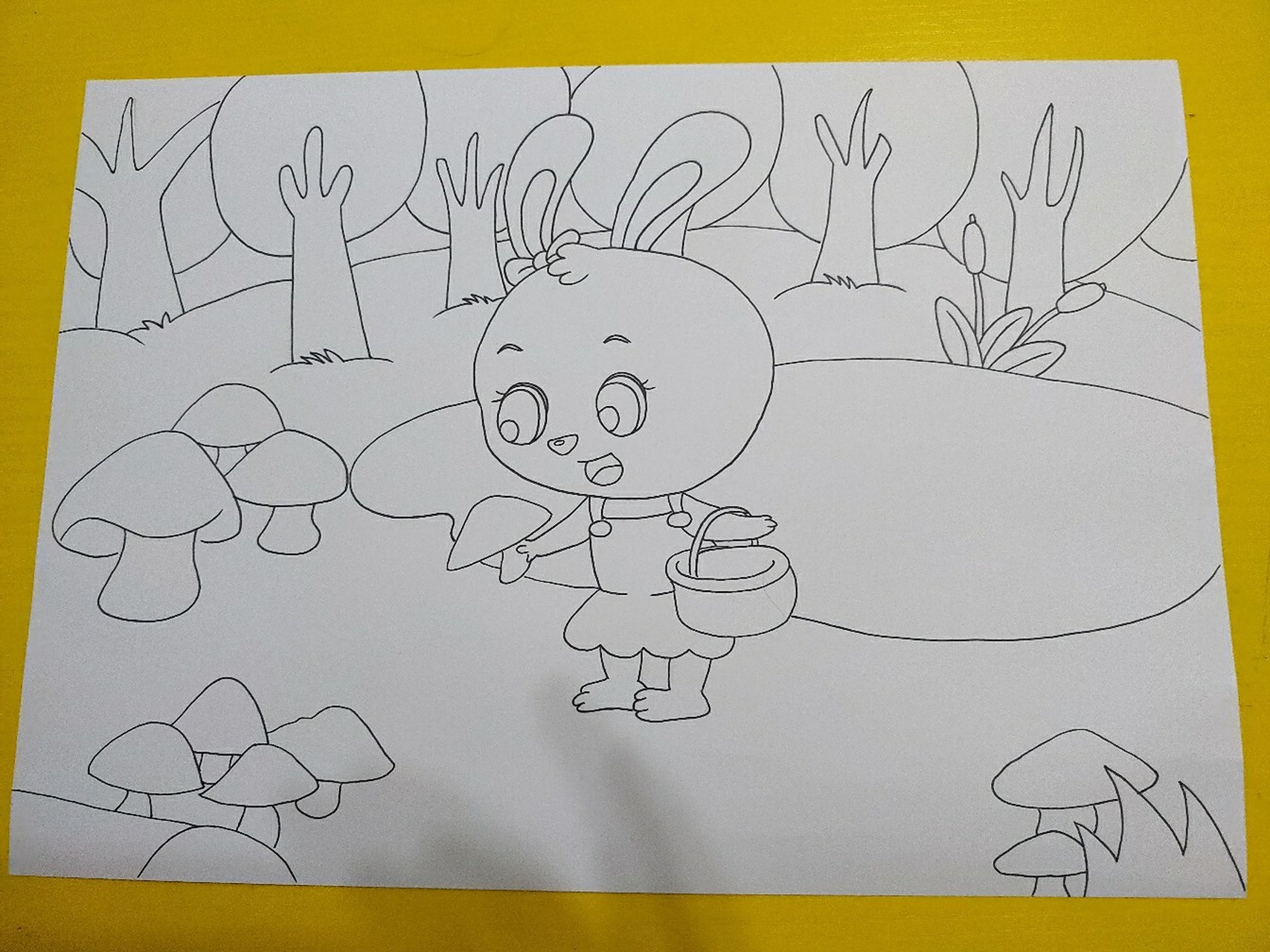 儿童画‖采蘑菇的小兔子(画点简单的) 适合6～8岁的孩子
