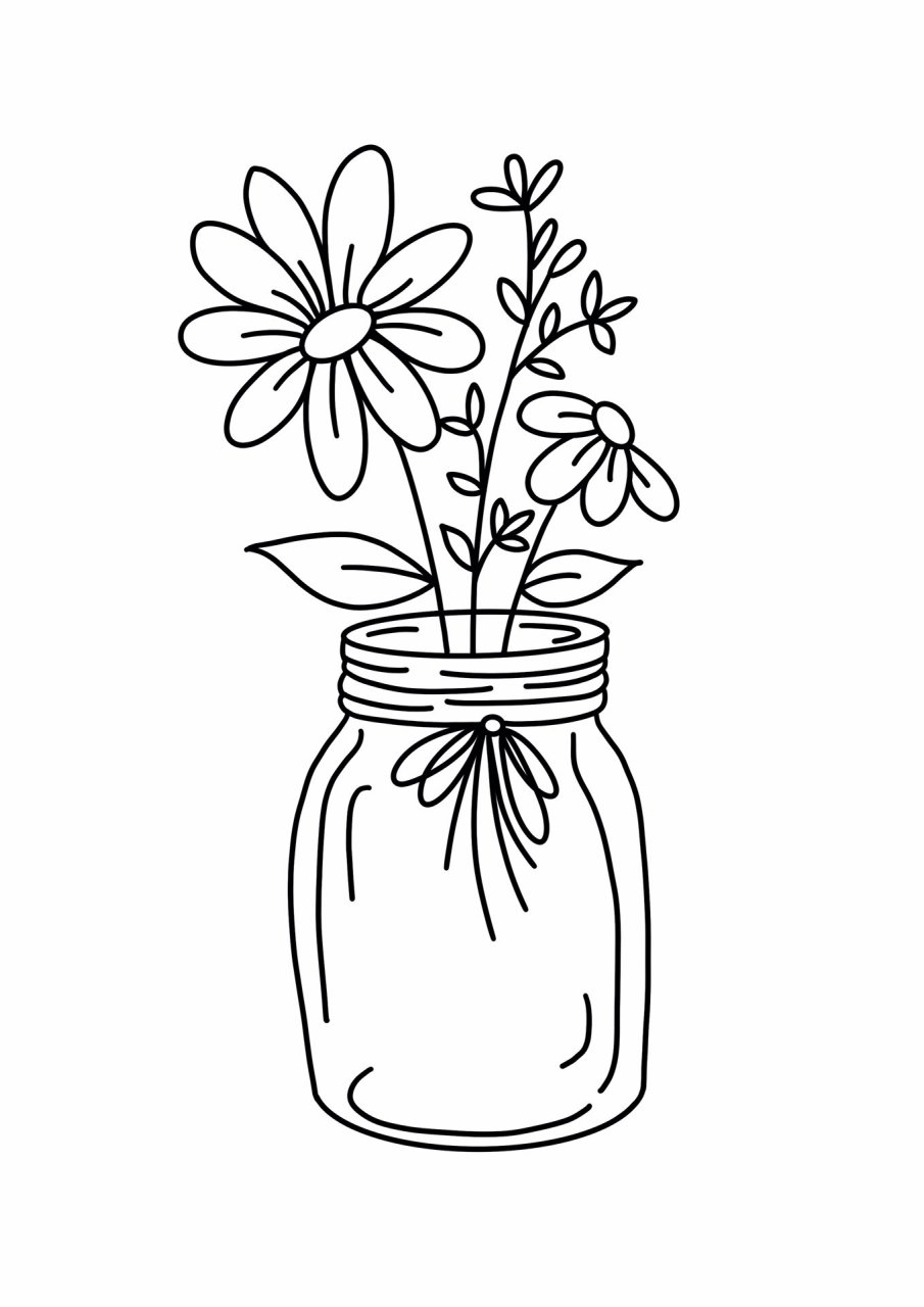 94插花94简笔画 | 附线稿 这几天只有晚上能有时间坐下来画一会儿