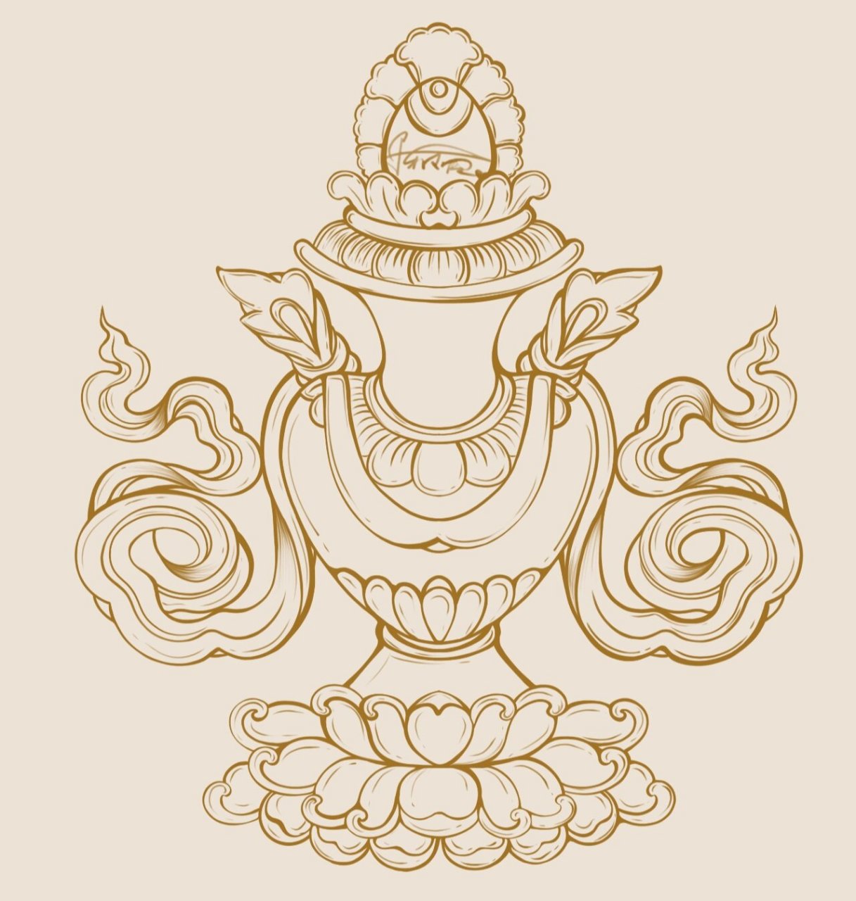 传统纹样丨宝瓶 宝瓶象征财运和吉祥如意,代表财富汇聚和长寿.