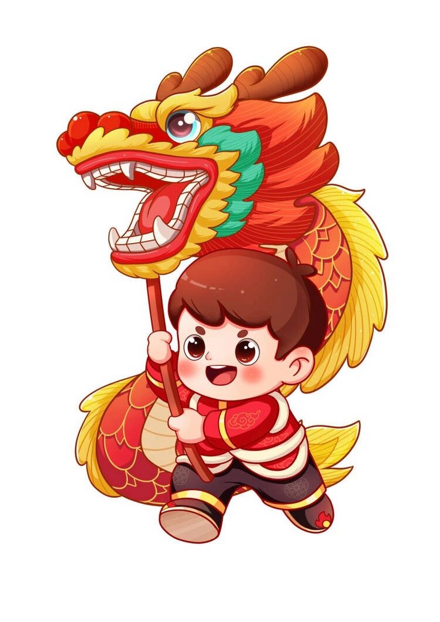 舞龙龙年左滑上色 先这样随意的画个草稿然后清理线稿上色