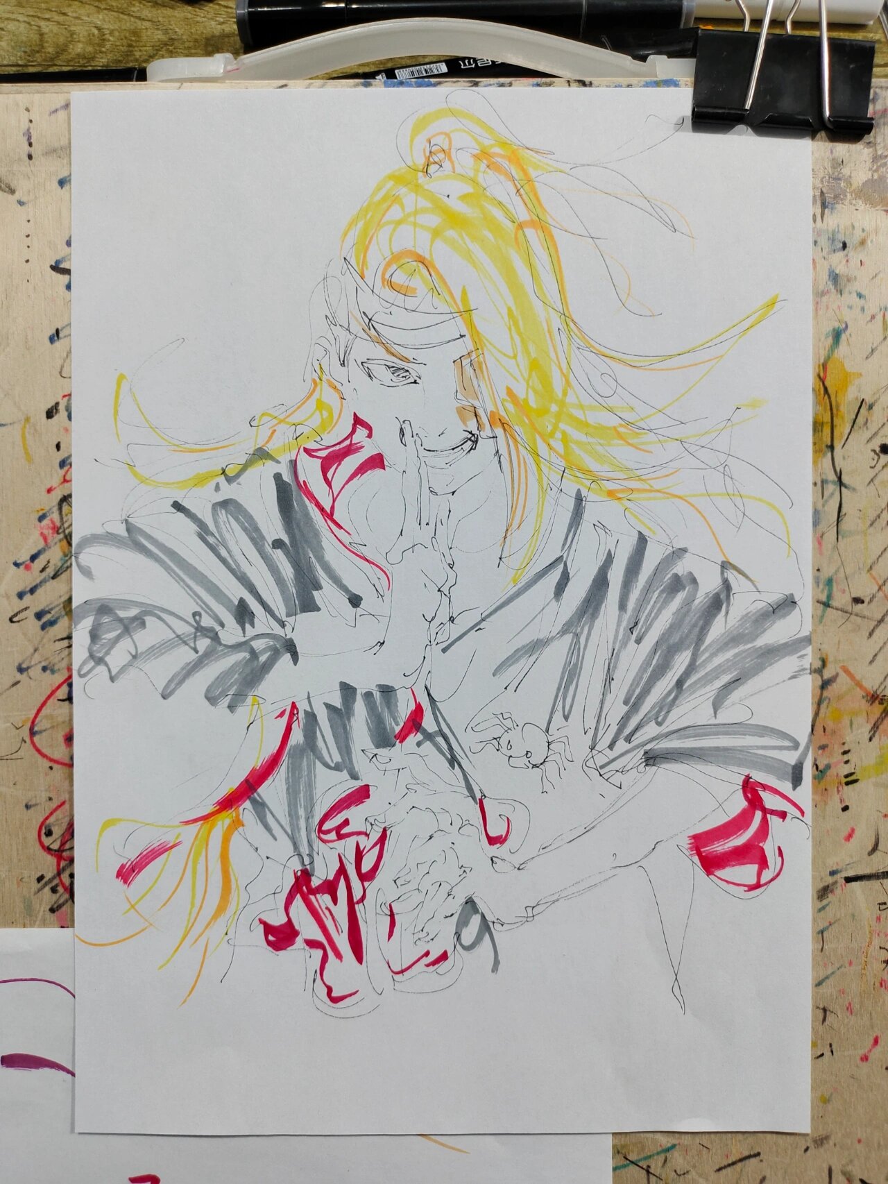 手绘火影忍者|画晓组织迪达拉|手绘迪达拉
