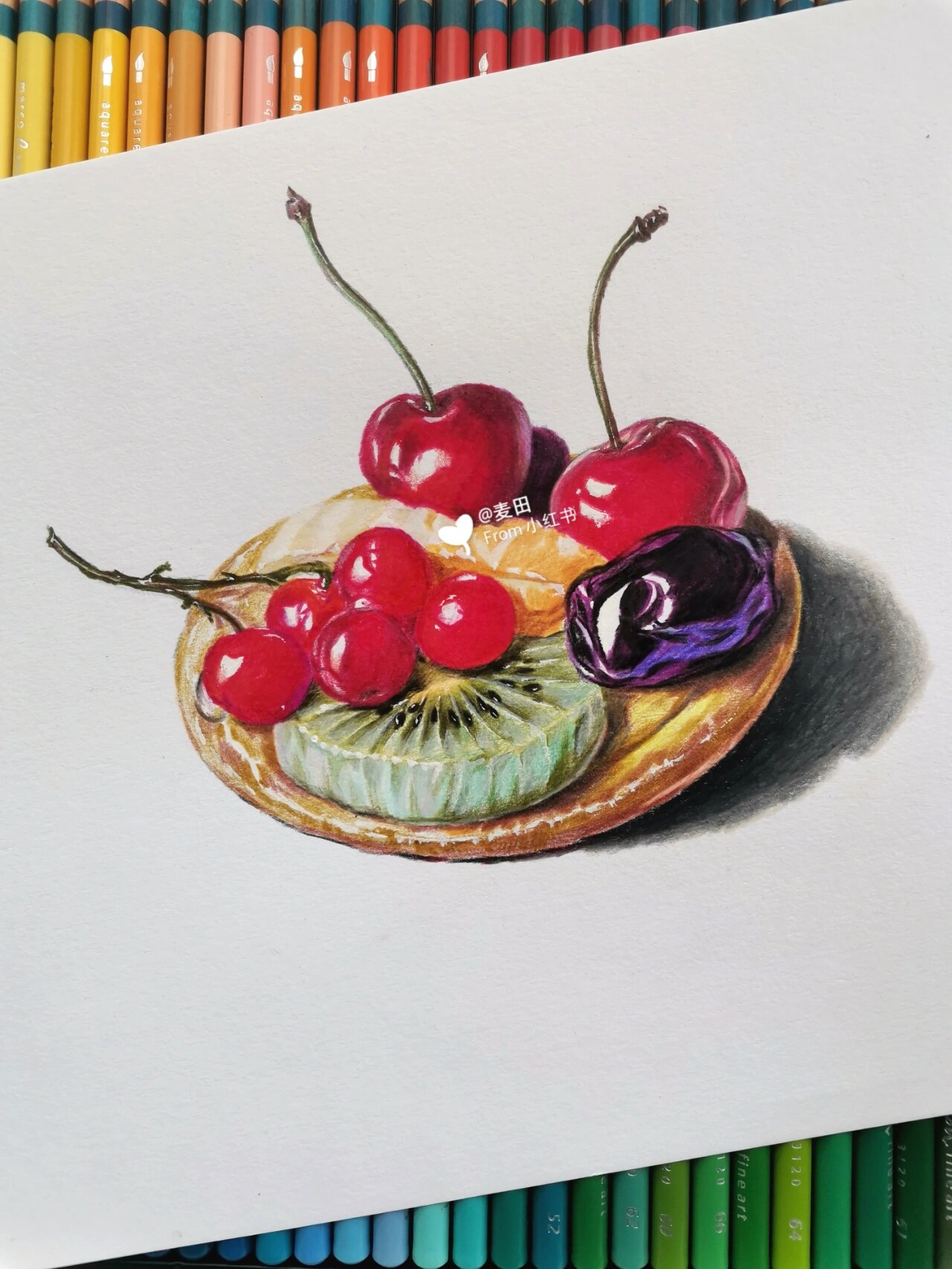 食物篇---水果蛋挞彩铅画