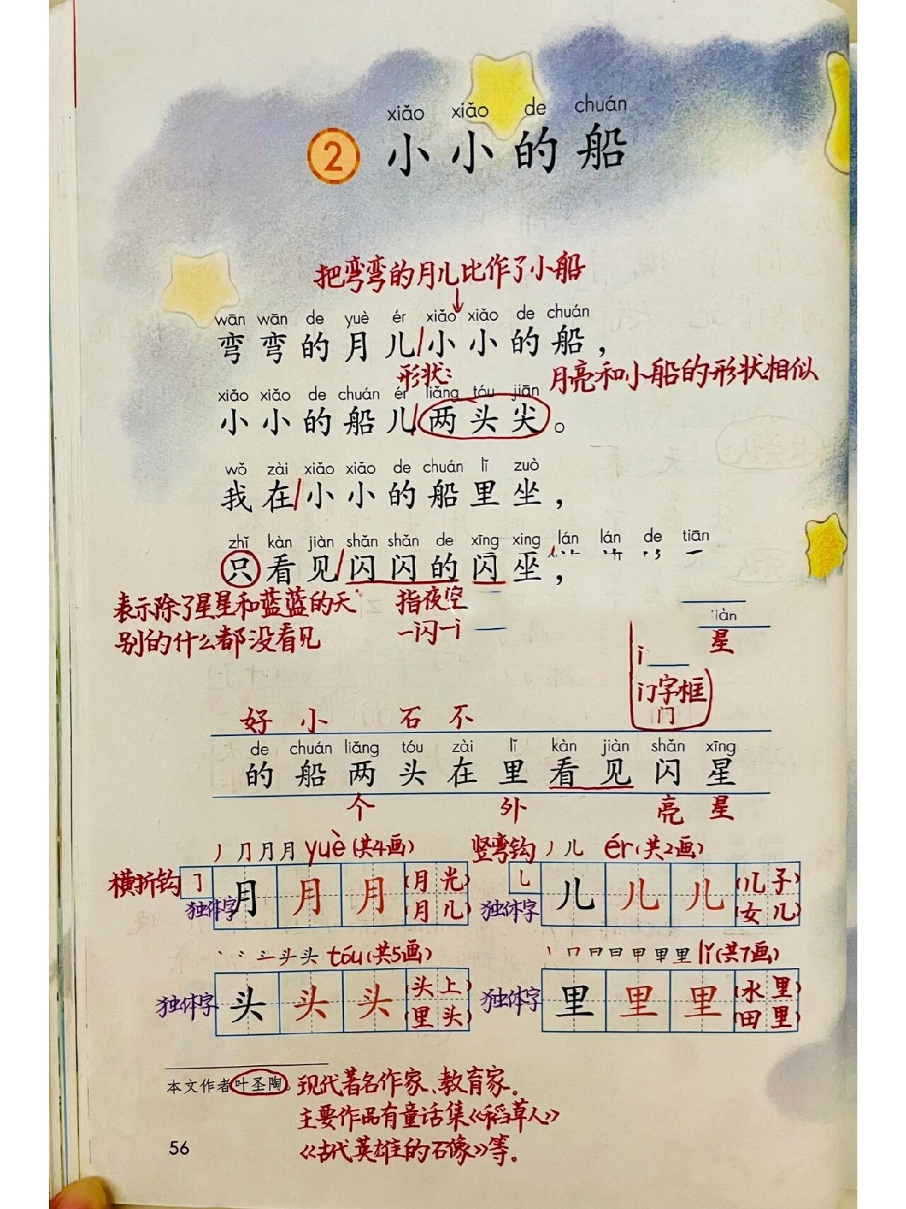 课堂知 识点 弯弯的月儿 小小小的船,小小的船儿两头 尖