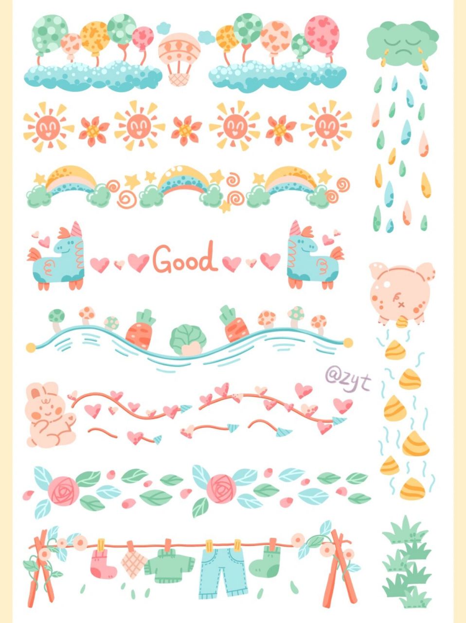 手账手抄报花边素材～可爱花边～ 可爱萌萌哒花边素材～小清新配色