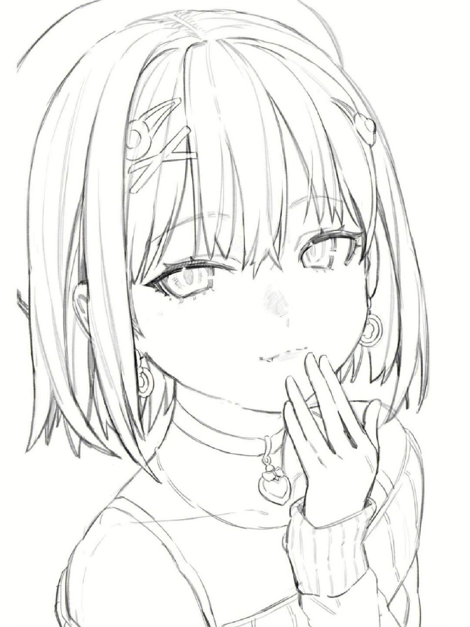 漫画少女人物线稿绘画参考素材 漫画少女人物线稿,适合临摹!