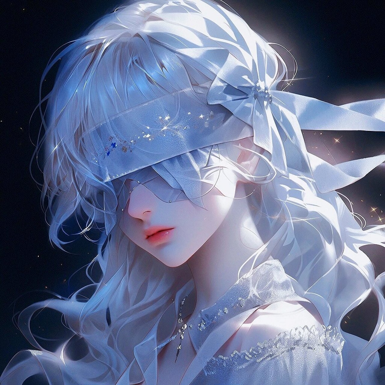 蒙眼白毛少女头像‖二次元动漫女生头像 在二次元里有一句叫作"二次元