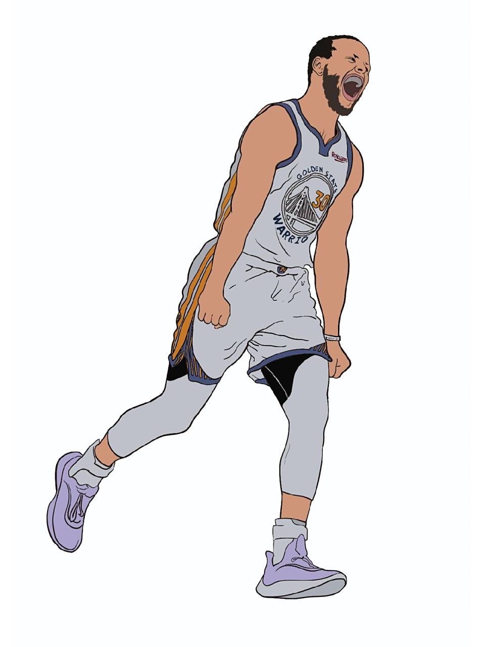 史蒂芬-库里 手绘插画 "你我终将落俗 但浪漫不死 "90