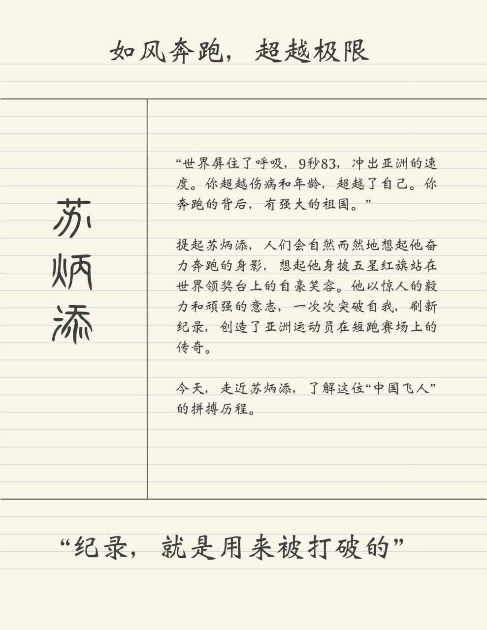 作文素材|人物:苏炳添 苏炳添其人 1989年8月29号,苏炳添出生于广东省