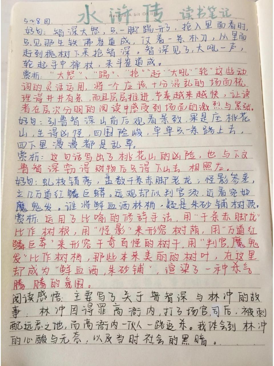 水浒传 5~8回  读书笔记(摘抄 赏析 感悟) 水浒传 5~8回  读书笔记