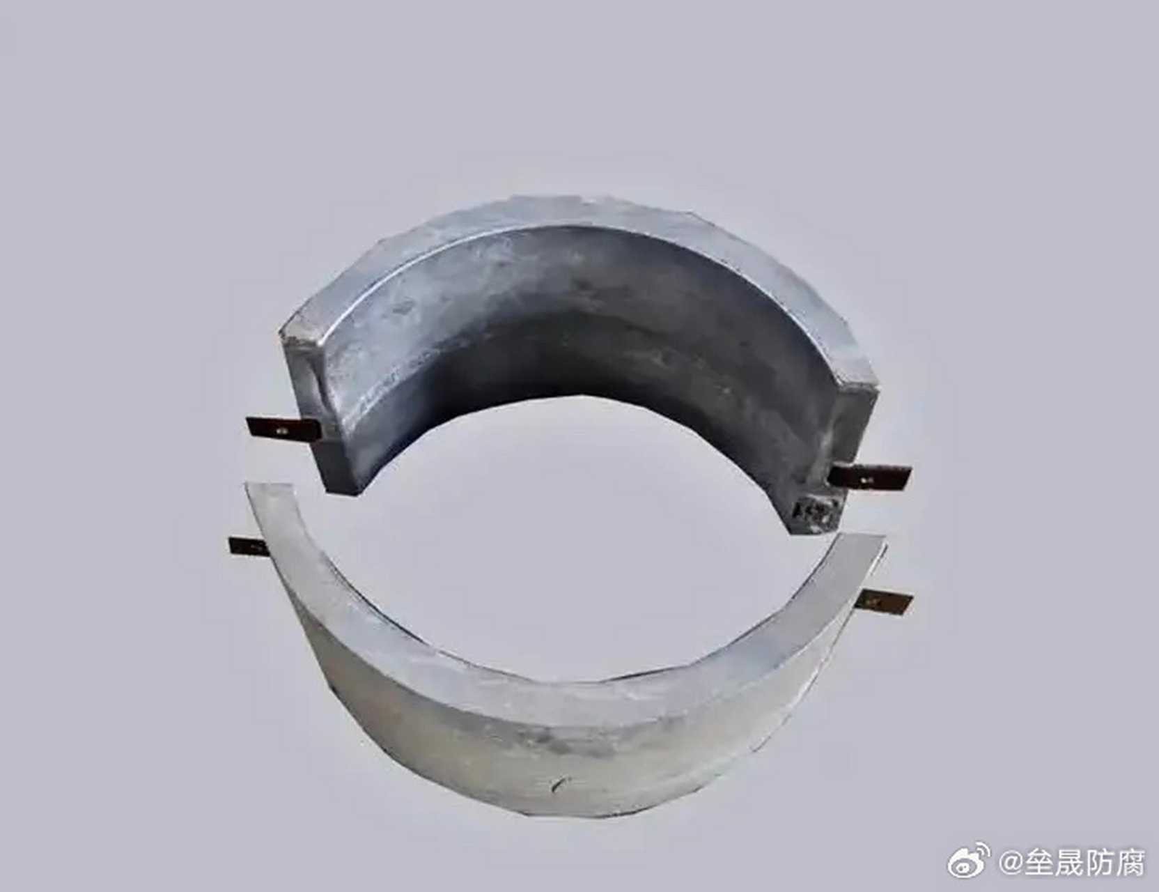 镯式铝合金牺牲阳极  一种牺牲阳极阴极保护产品,具有驱动电压低,重量