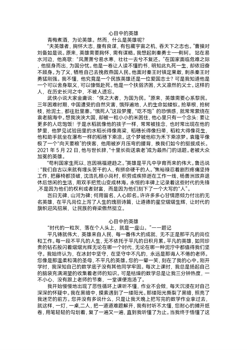 我心中的英雄作文简单图片