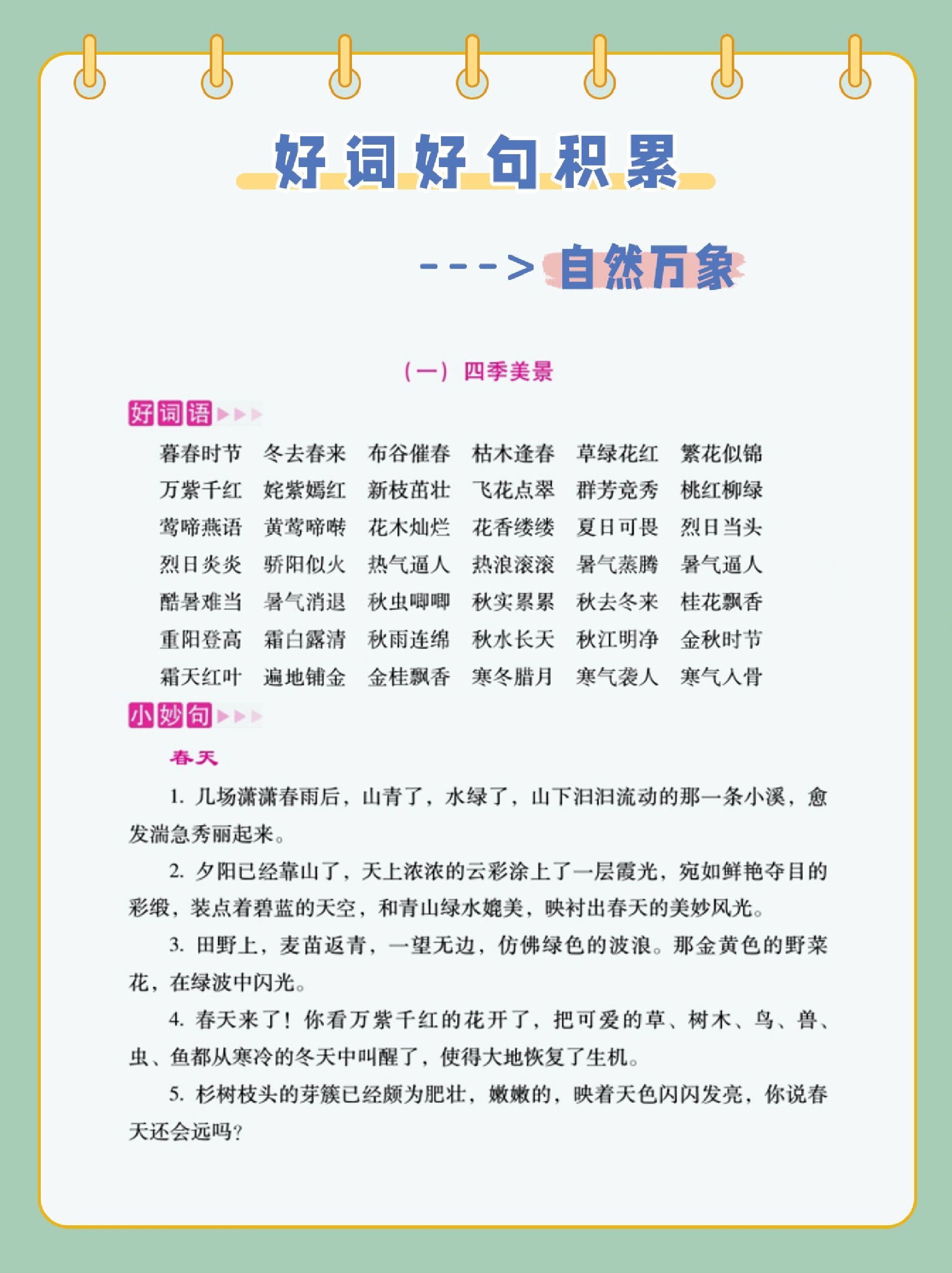 好词好句摘抄,小学生作文素材🔥