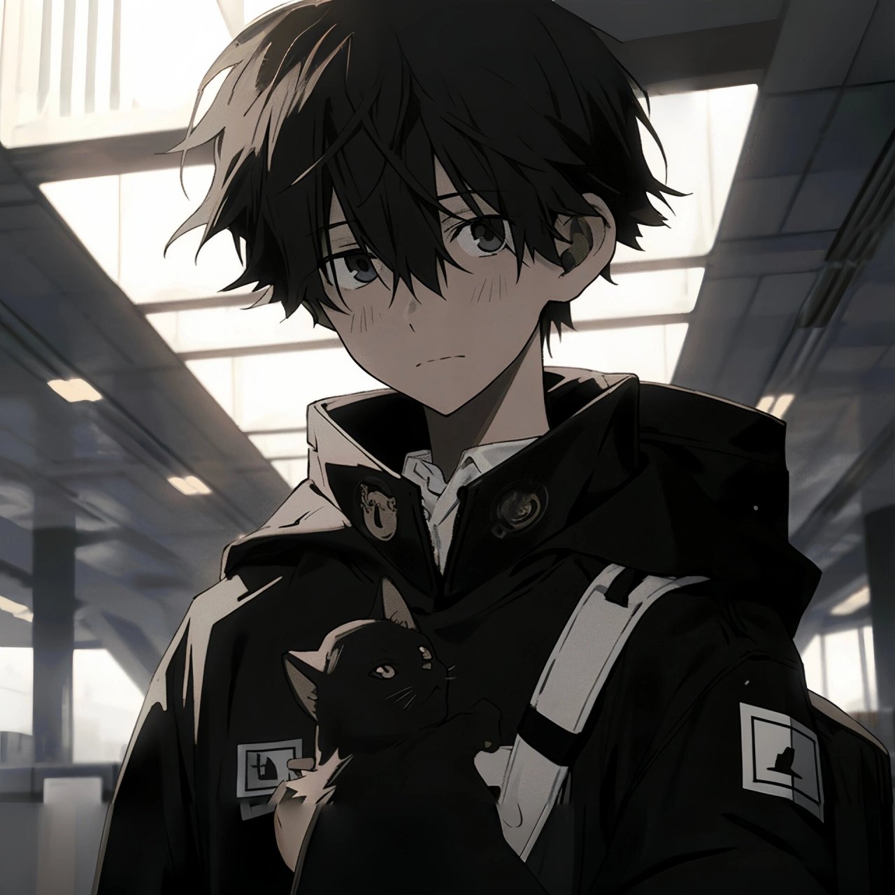 少年与猫丨动漫男头 小猫被一个温暖的少年救助才活了下来