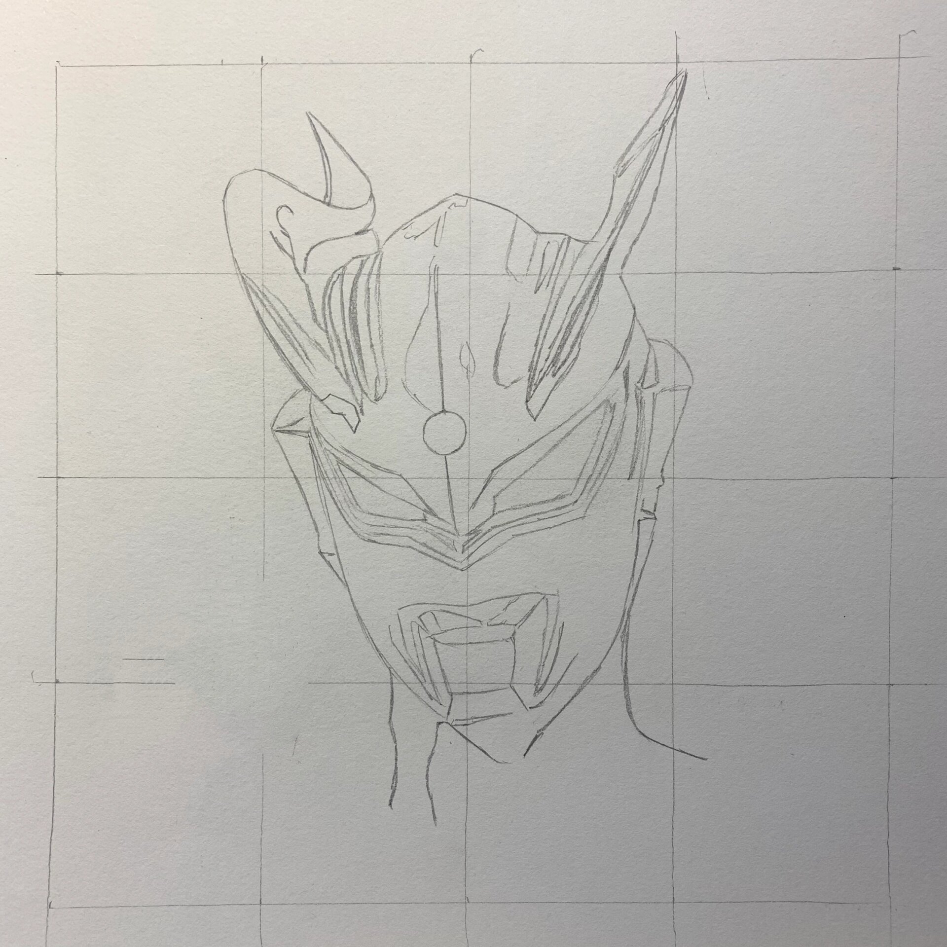 【奥特曼系列】赛罗奥特曼头像手绘过程 规格:20cmx20cm 16宫格画法