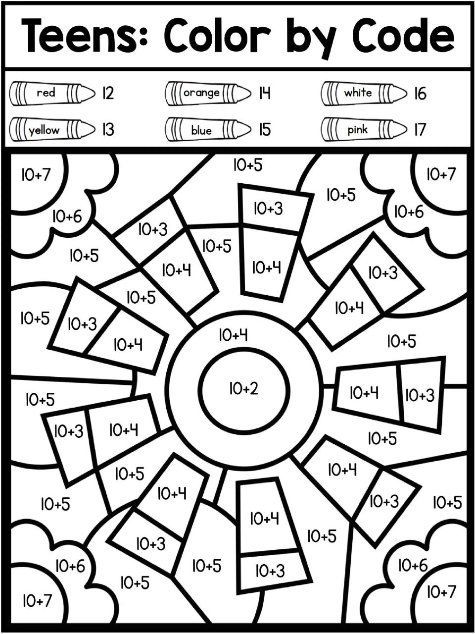 数学算式涂色绘画图片