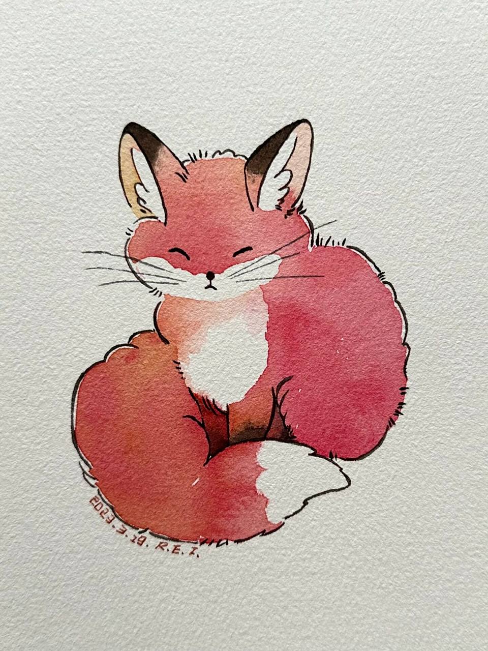 10分钟画一个可爱小狐狸02 每天抽空画一下画吧…简单点也好  90