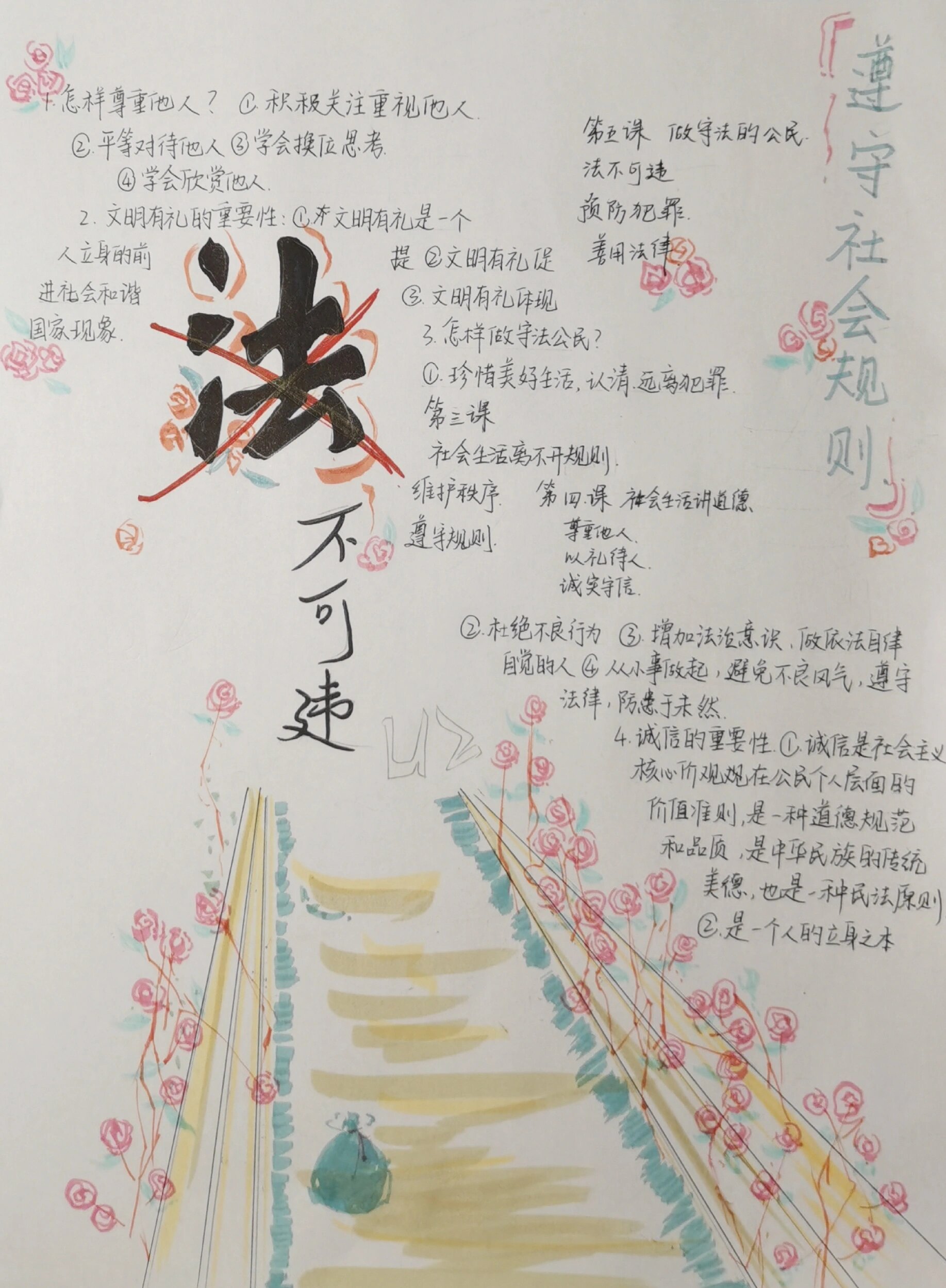 八上政治第一,二,三单元手抄报