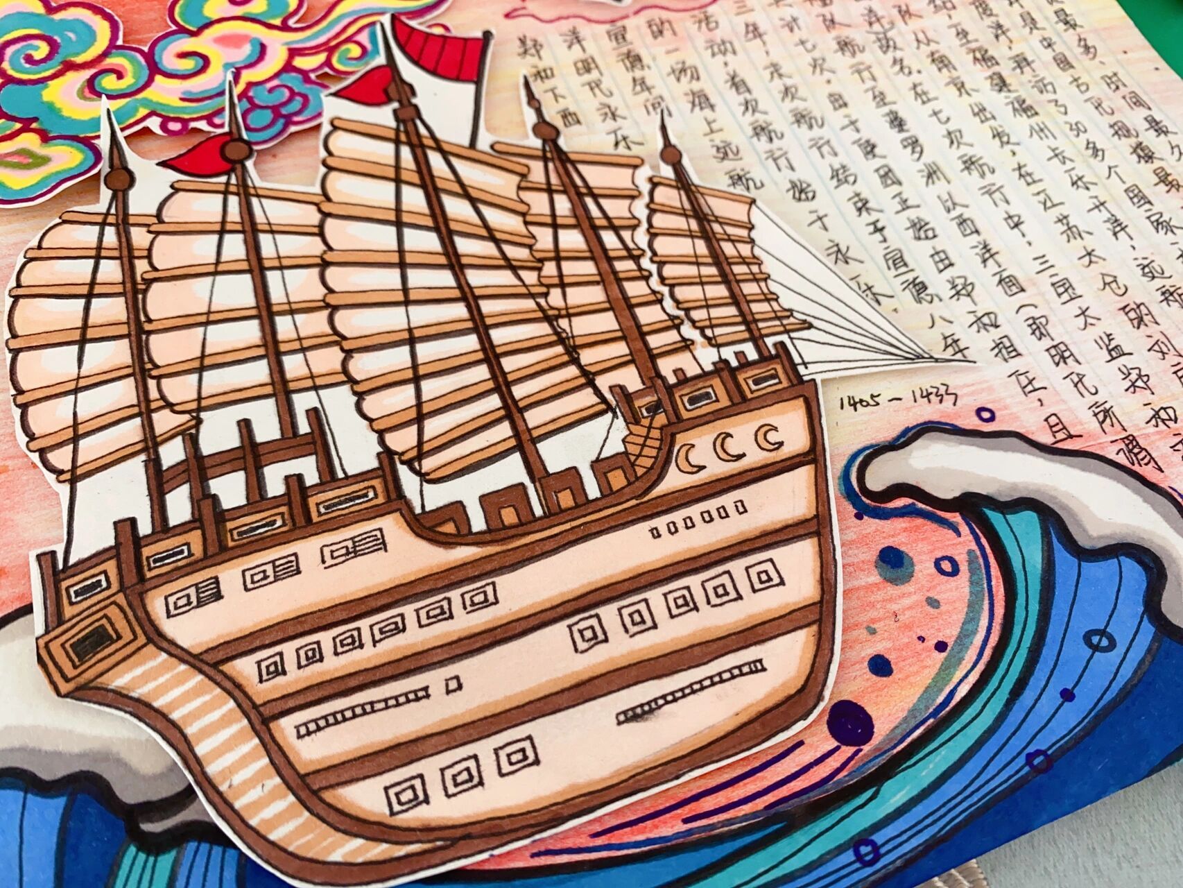 08原创《郑和下西洋》小报.9393画画讲求灵感9393