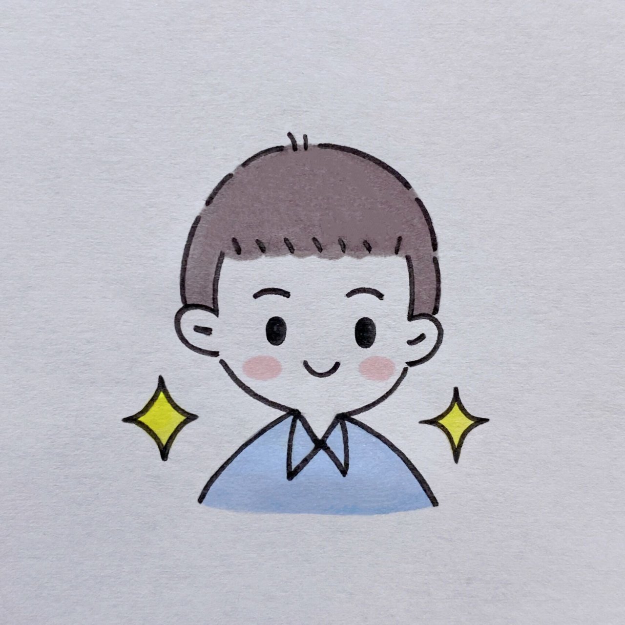 可爱小男孩简笔画教程 【色号】 黄色:37号 粉色:135号 蓝色:144号