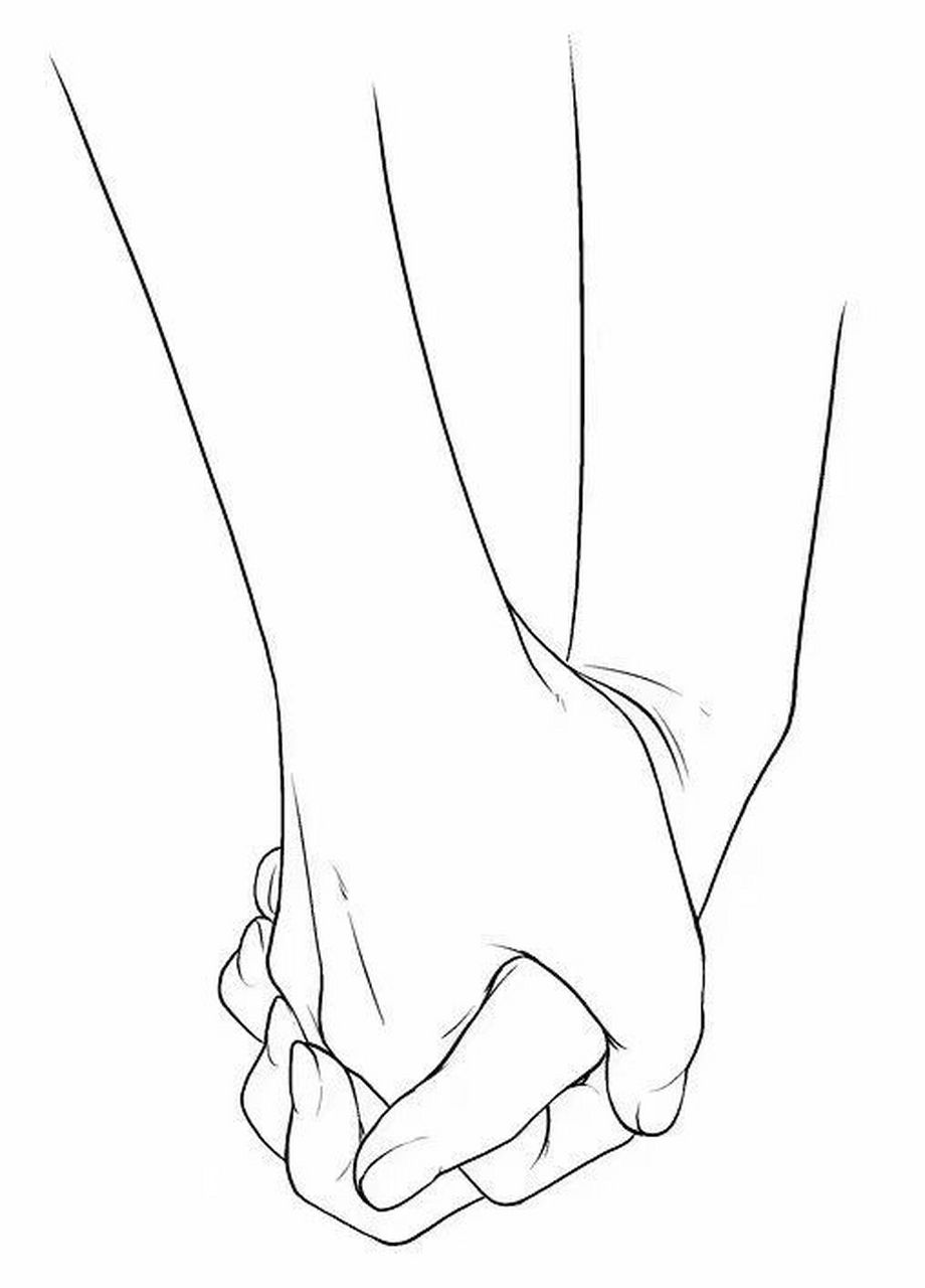 牵手漫画线稿素材