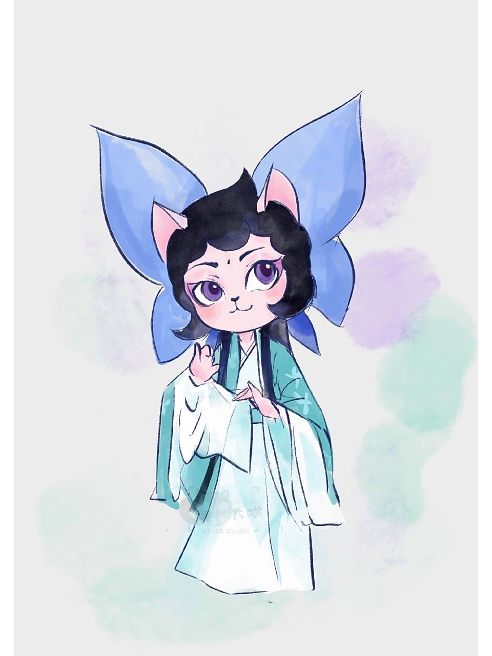 京剧猫小青 试一下这种偏水彩的