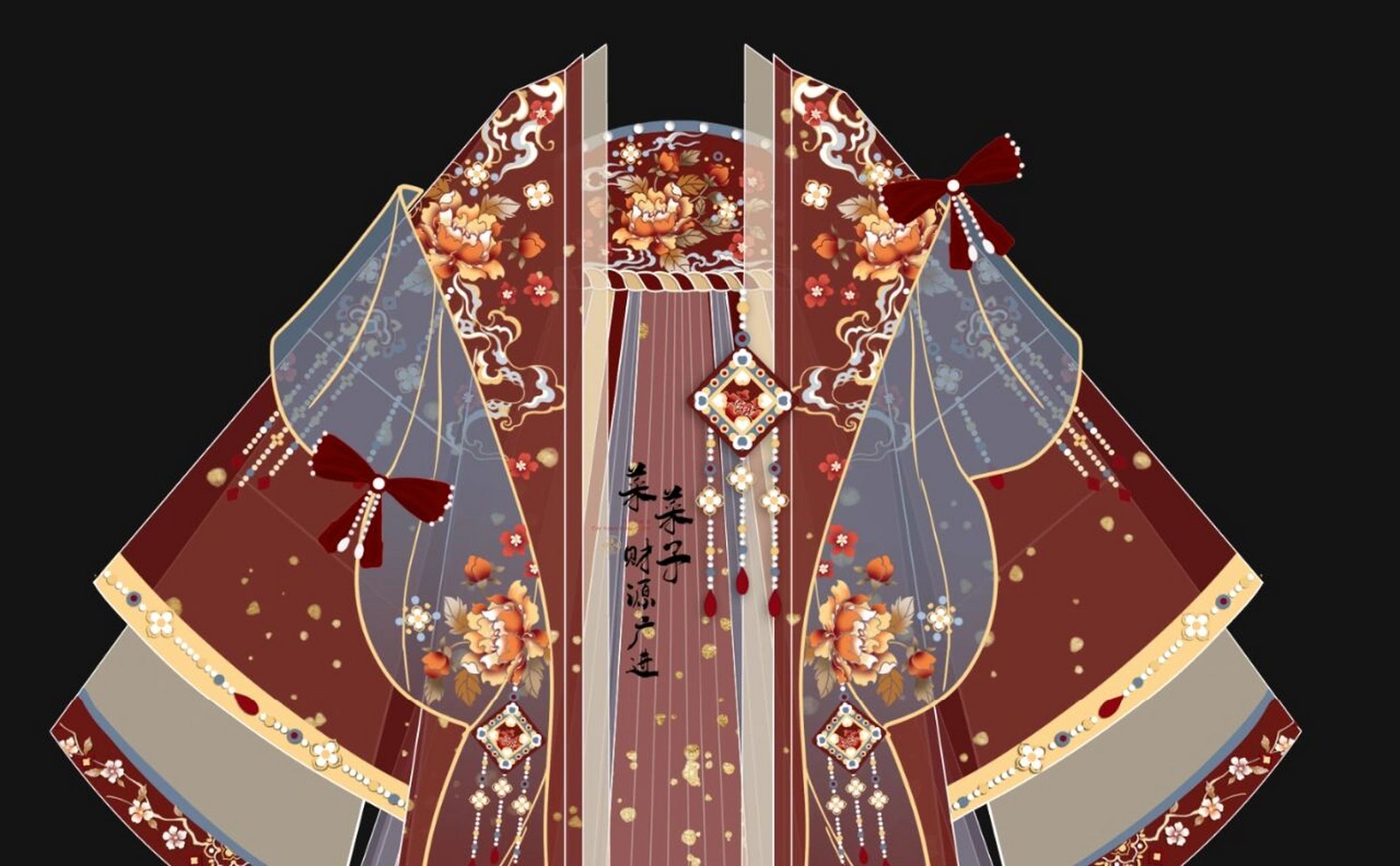 汉服设计稿 诃子裙      咱就是说,这个图,我终于给它完善了