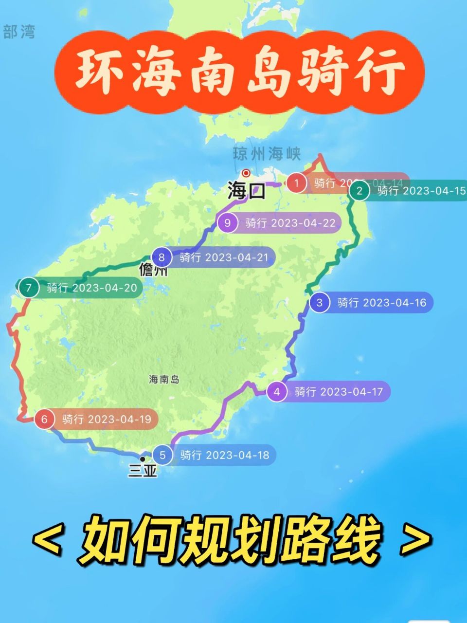 海南东线环岛游路线图图片