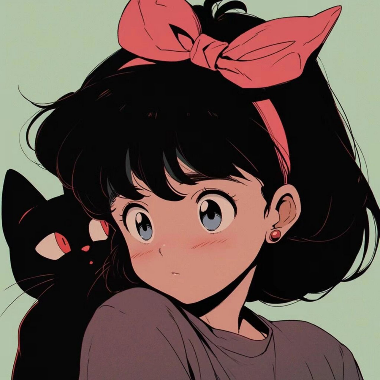 今日粉丝福利 旧漫风抱猫女生头像!