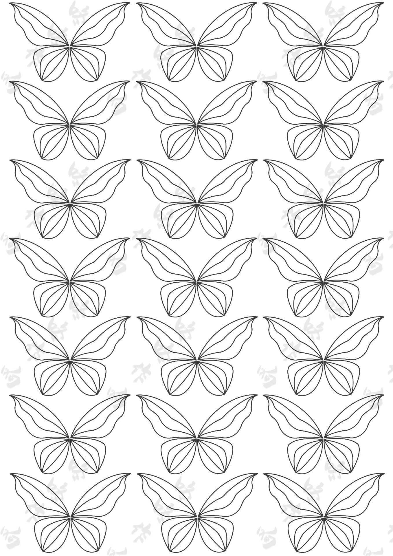 大小蝴蝶a4打印图纸,缠花可用