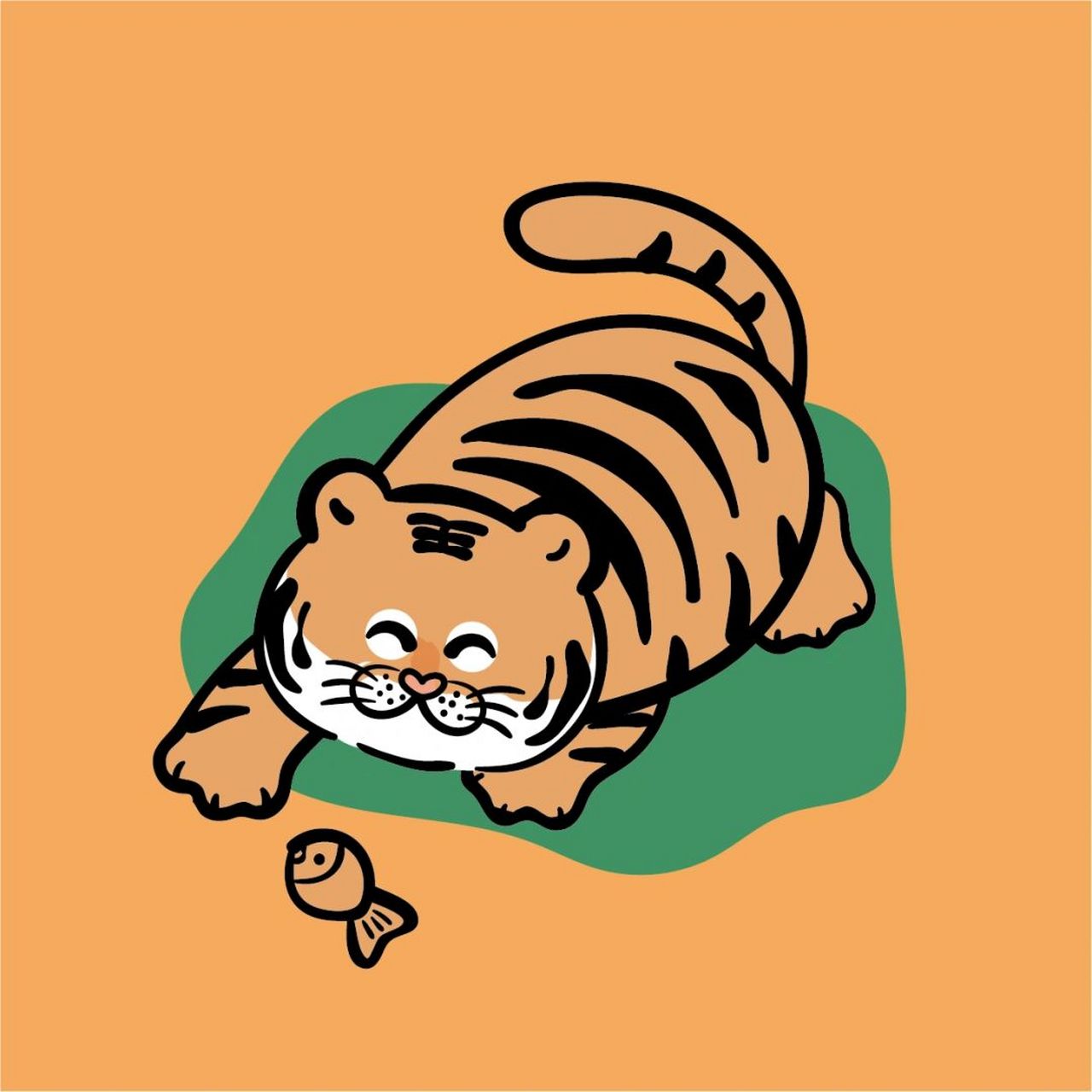 大王是老虎ip表情包卡通插画可爱中国风国潮 谢谢喜欢 ip大王是老虎