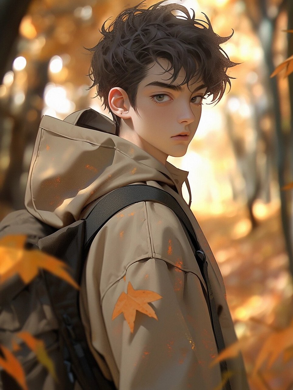 【男生头像】秋天,落叶,氛围感男生 秋风起, 落叶金黄, 走在路上