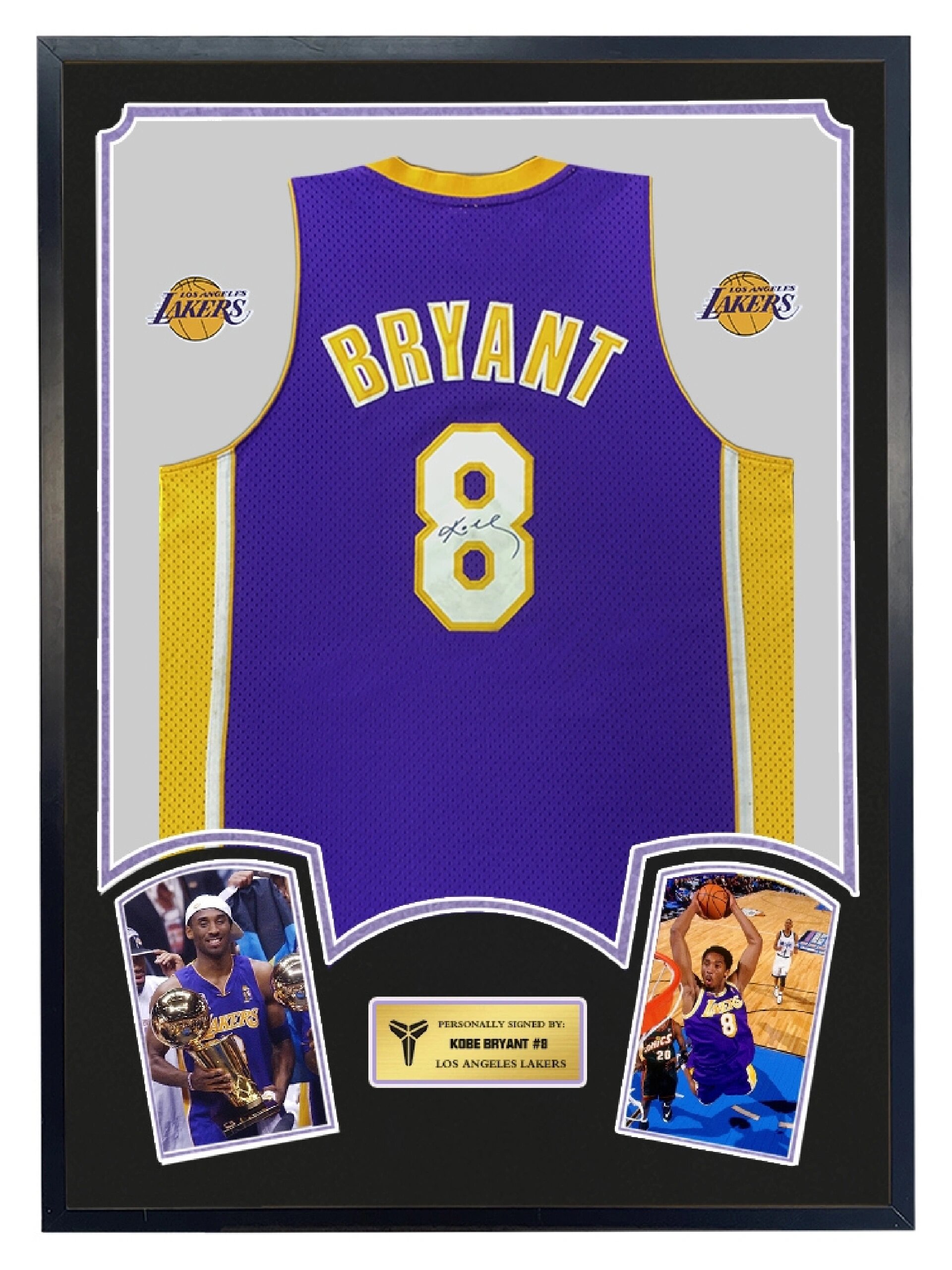 kobe科比亲笔签名 湖人队8号紫色球衣 带证书 装裱