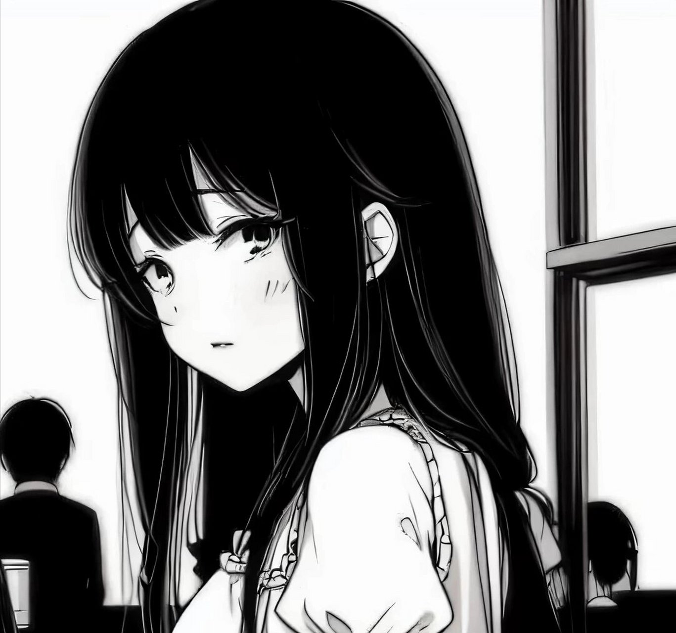 黑白动漫高冷女头