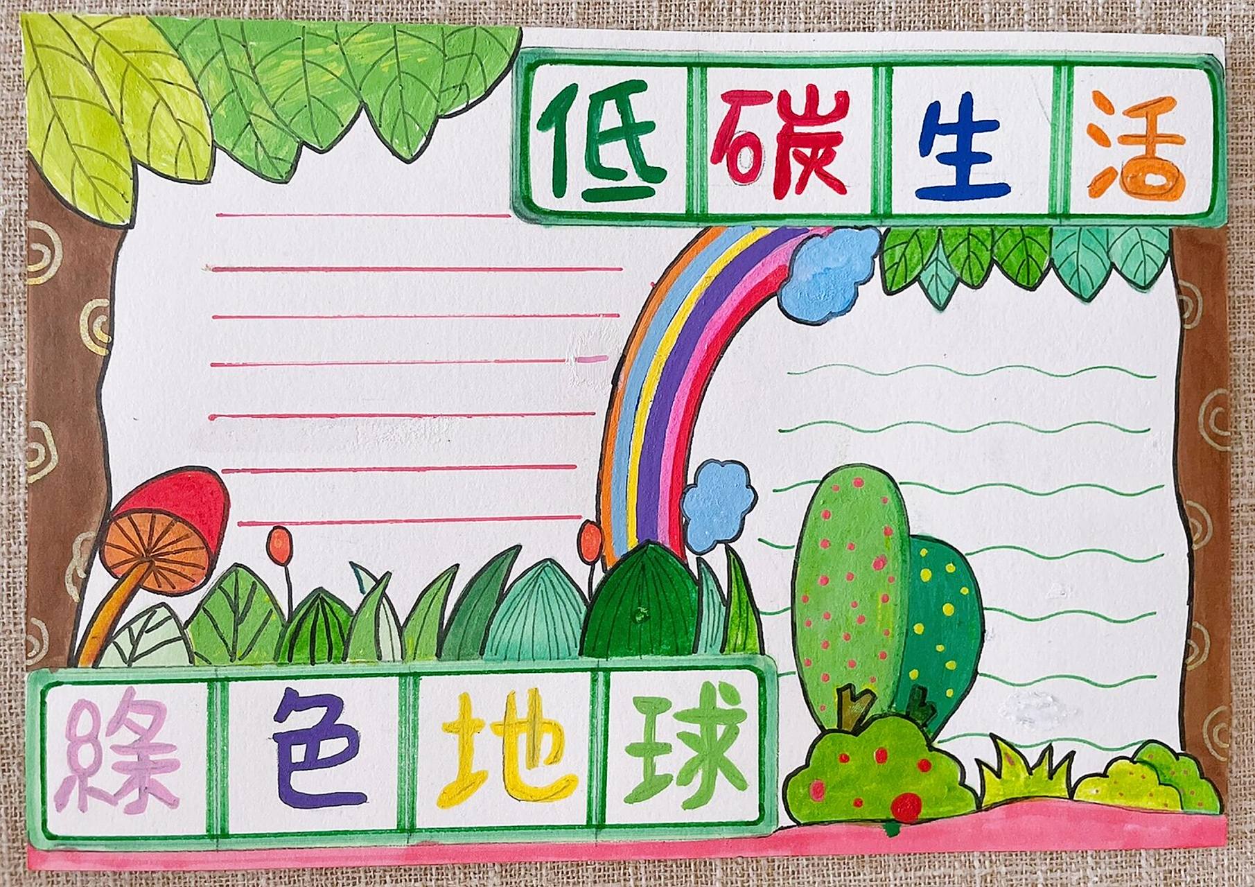 低碳环保,绿色地球手抄报    #