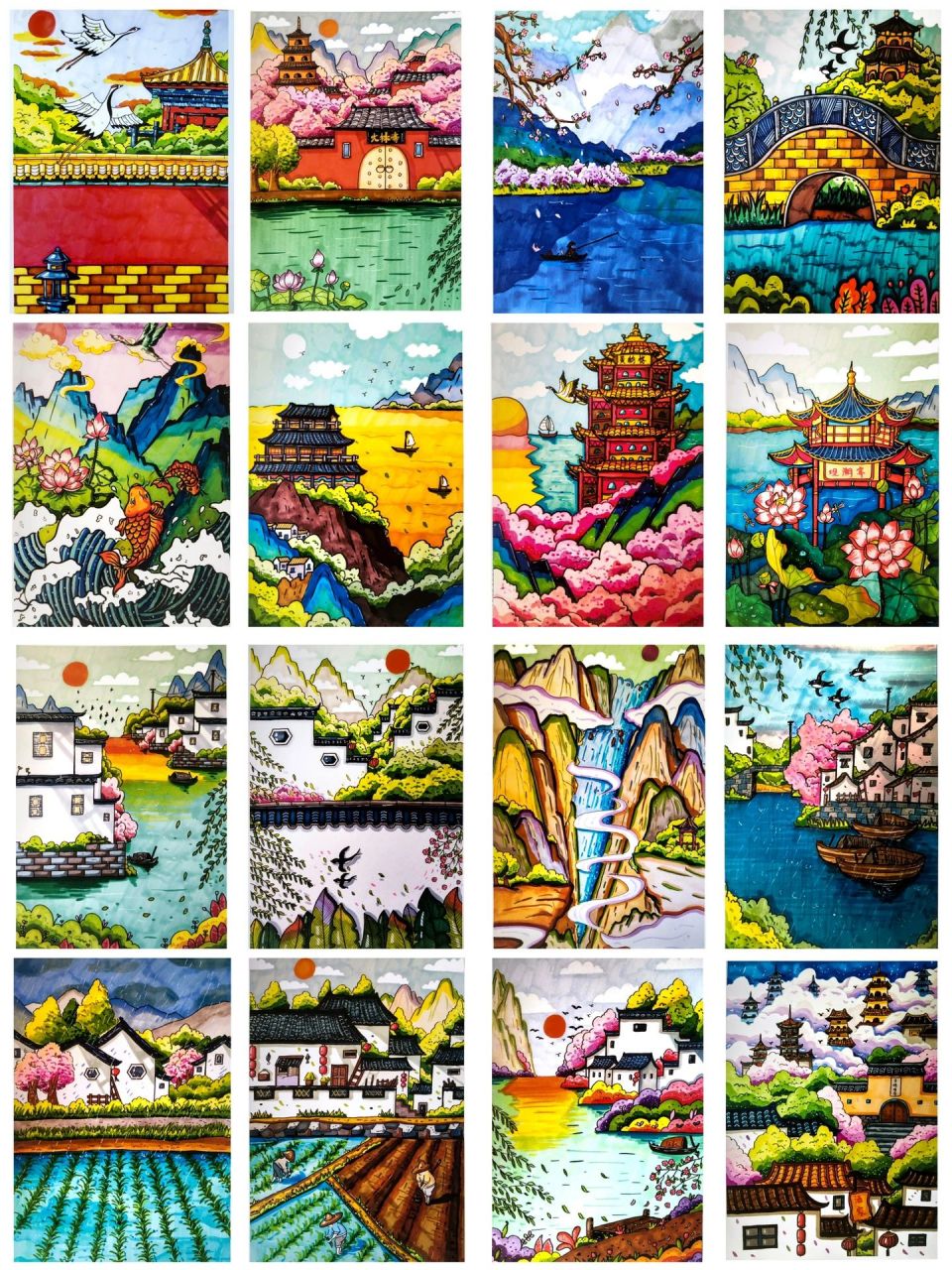 素材积累/马克笔风景山水主题画 手绘:十一是只画画喵/国风系列教学