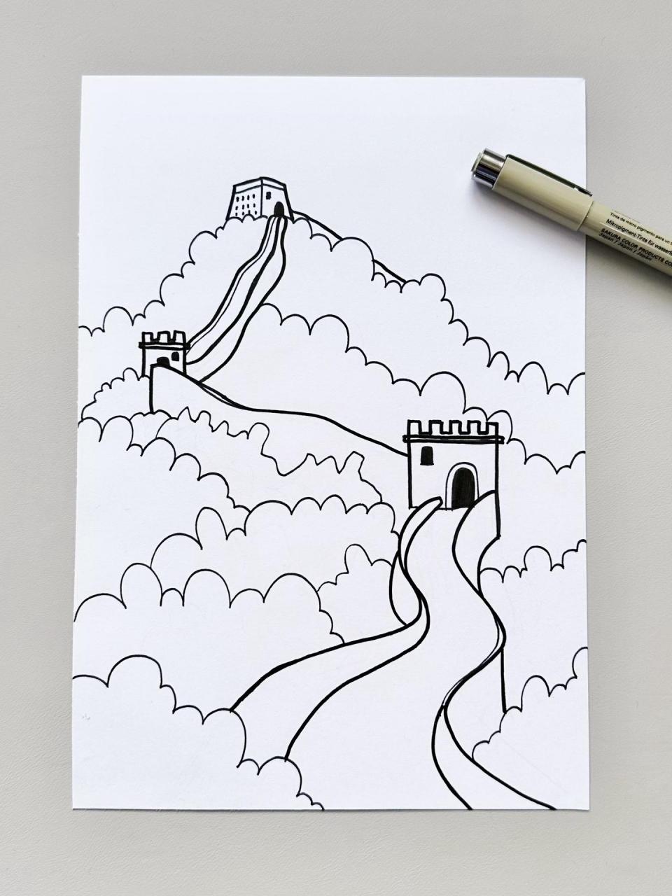 长城春色创意儿童画.