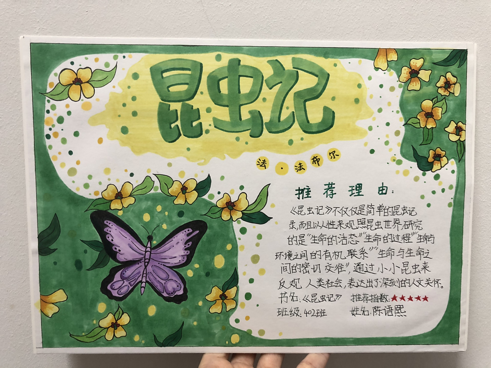 《昆虫记》好书推荐卡  《昆虫记》好书推荐卡