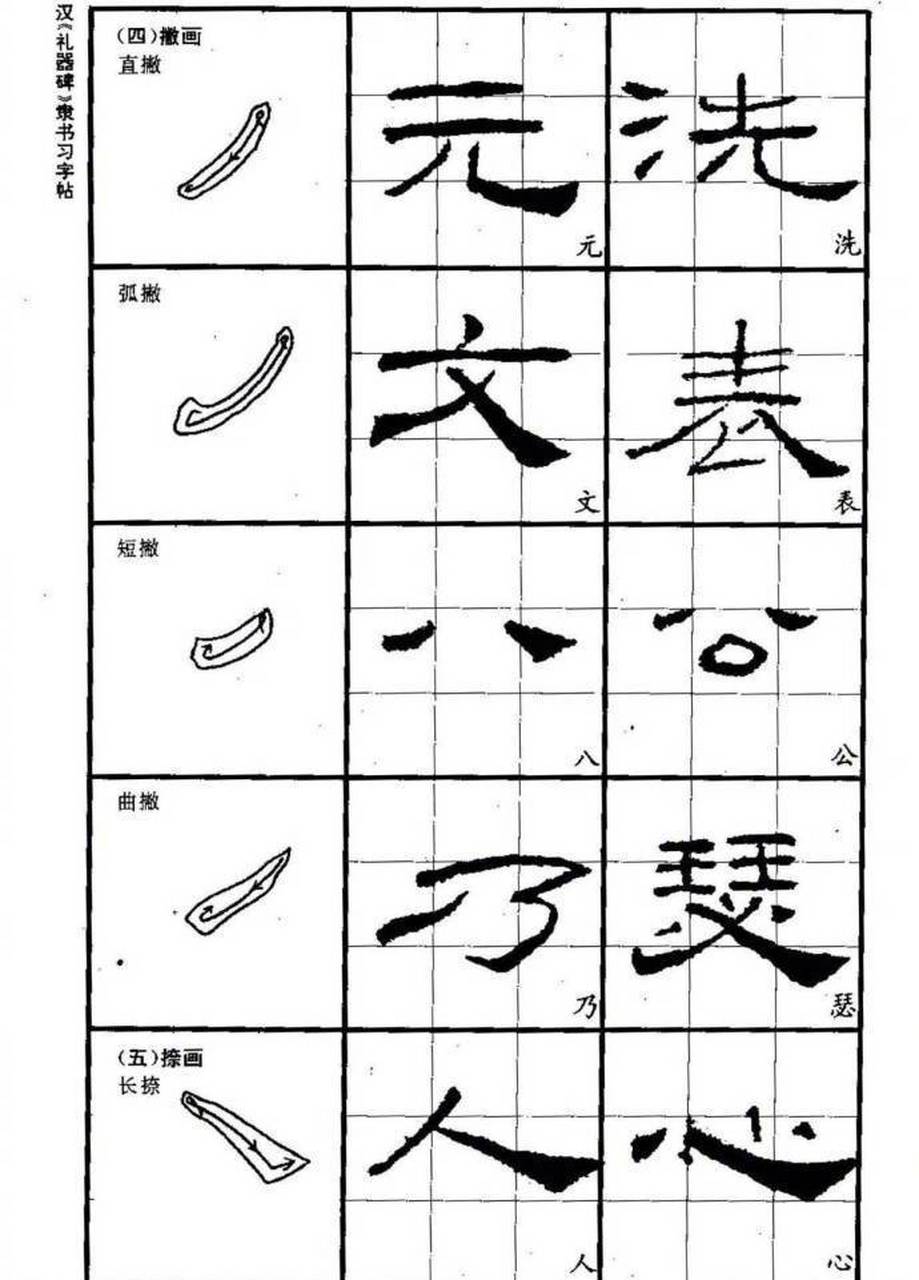 隶书的基本笔法图片