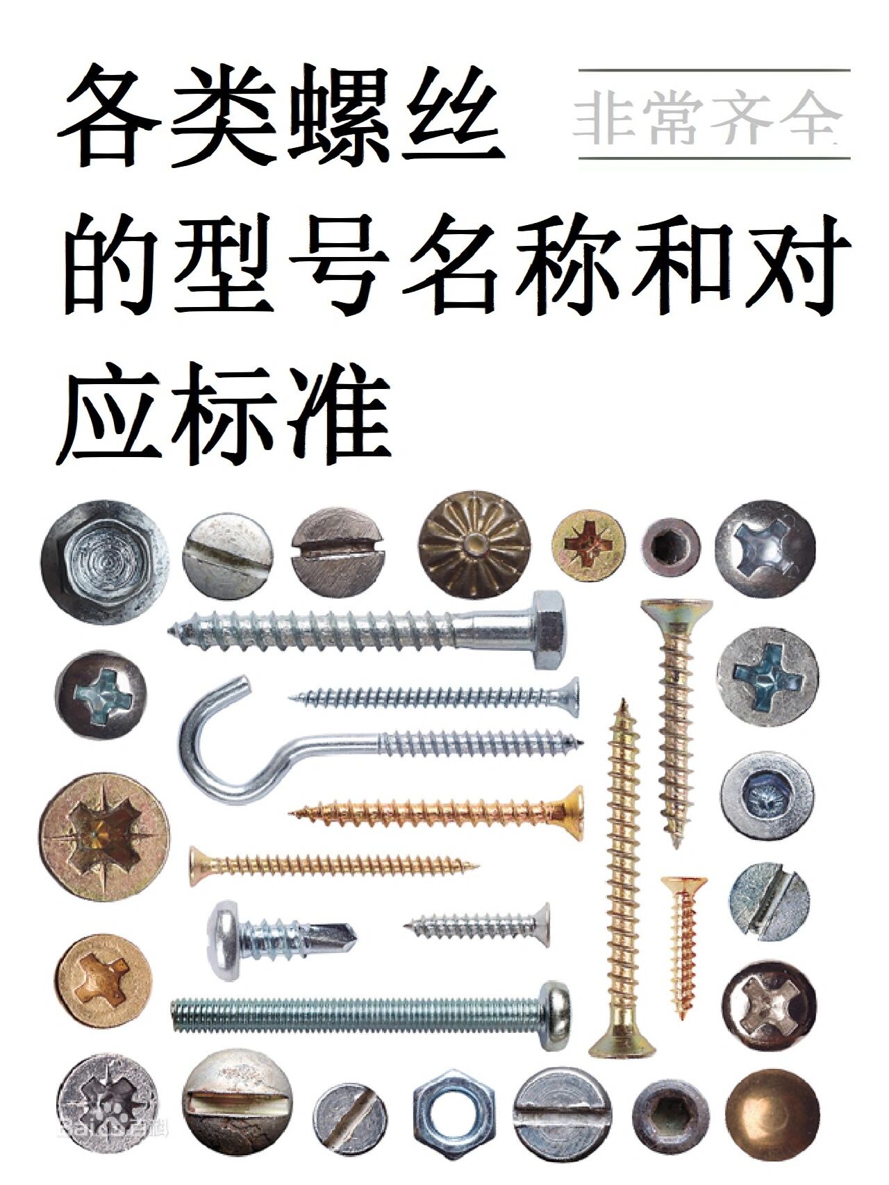 齐全|各种螺钉对应名称和代号